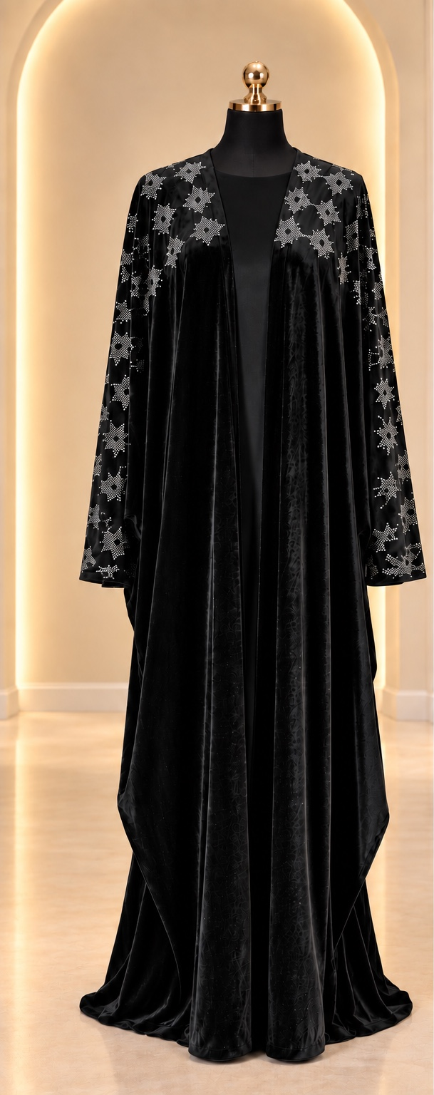 Layali Star Velvet 3 - Piece Abaya Set