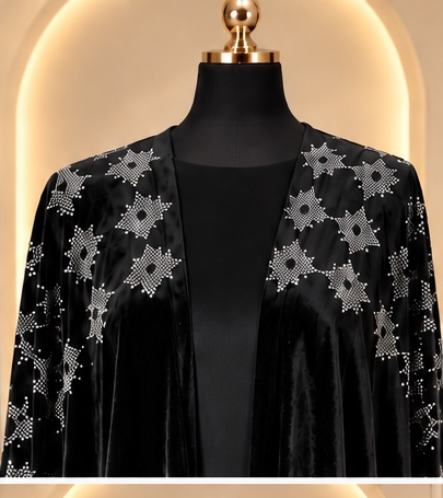 Layali Star Velvet 3 - Piece Abaya Set