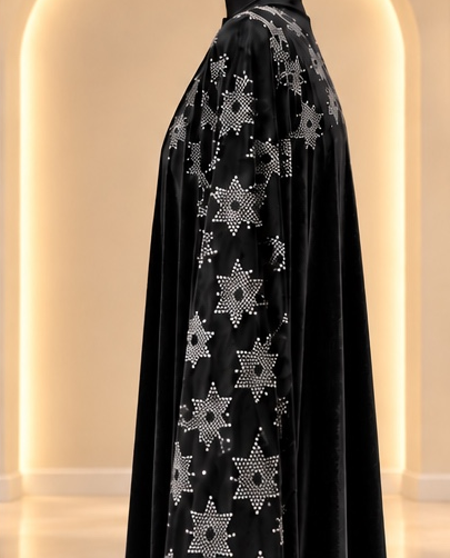 Layali Star Velvet 3 - Piece Abaya Set