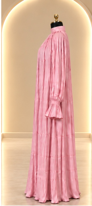 Elara Pleated Abaya Set -  Blush Pink