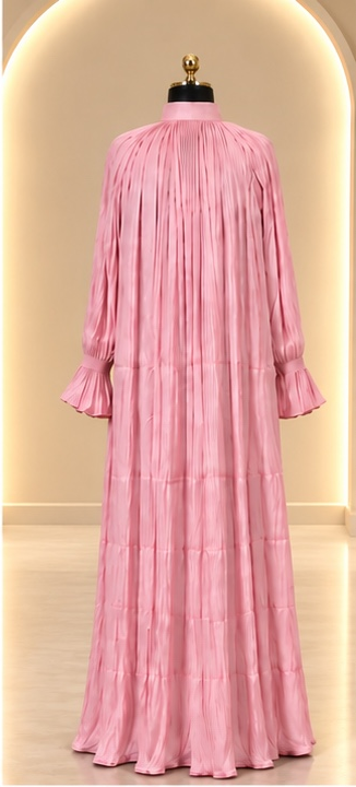 Elara Pleated Abaya Set -  Blush Pink