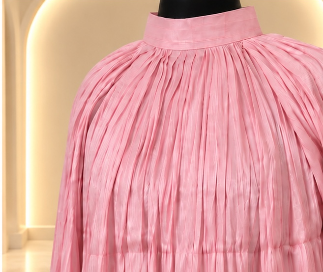 Elara Pleated Abaya Set -  Blush Pink