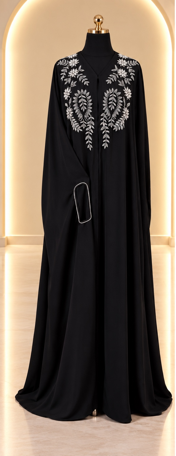 Zahra Hand Embellished Abaya - Black