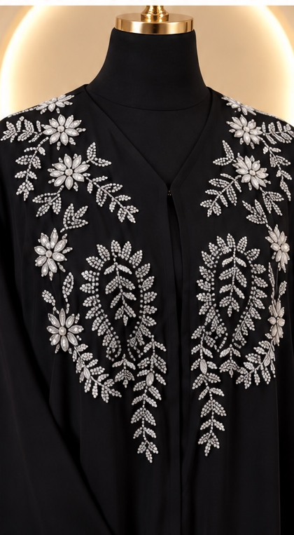 Zahra Hand Embellished Abaya - Black