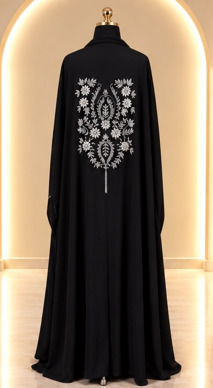Zahra Hand Embellished Abaya - Black