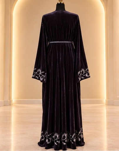 Layali - Black Velvet Embellished Abaya