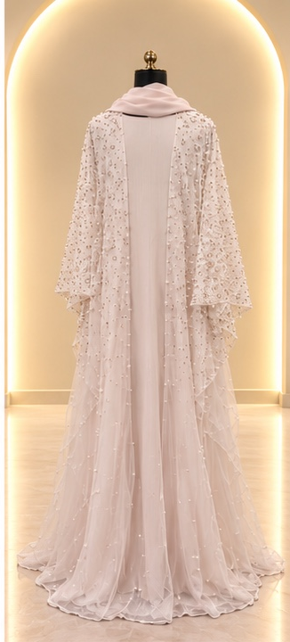 Noor Pearl Mesh 3-Piece Abaya Set