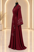 Soraya Embellished Abaya — Burgundy